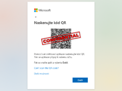 6. Naskenujte zobrazený QR kód nebo opište tajný klíč do Vaší aplikace pro generování OTP. Po naskenování nebo opsání klikněte na tlačítko "Další".